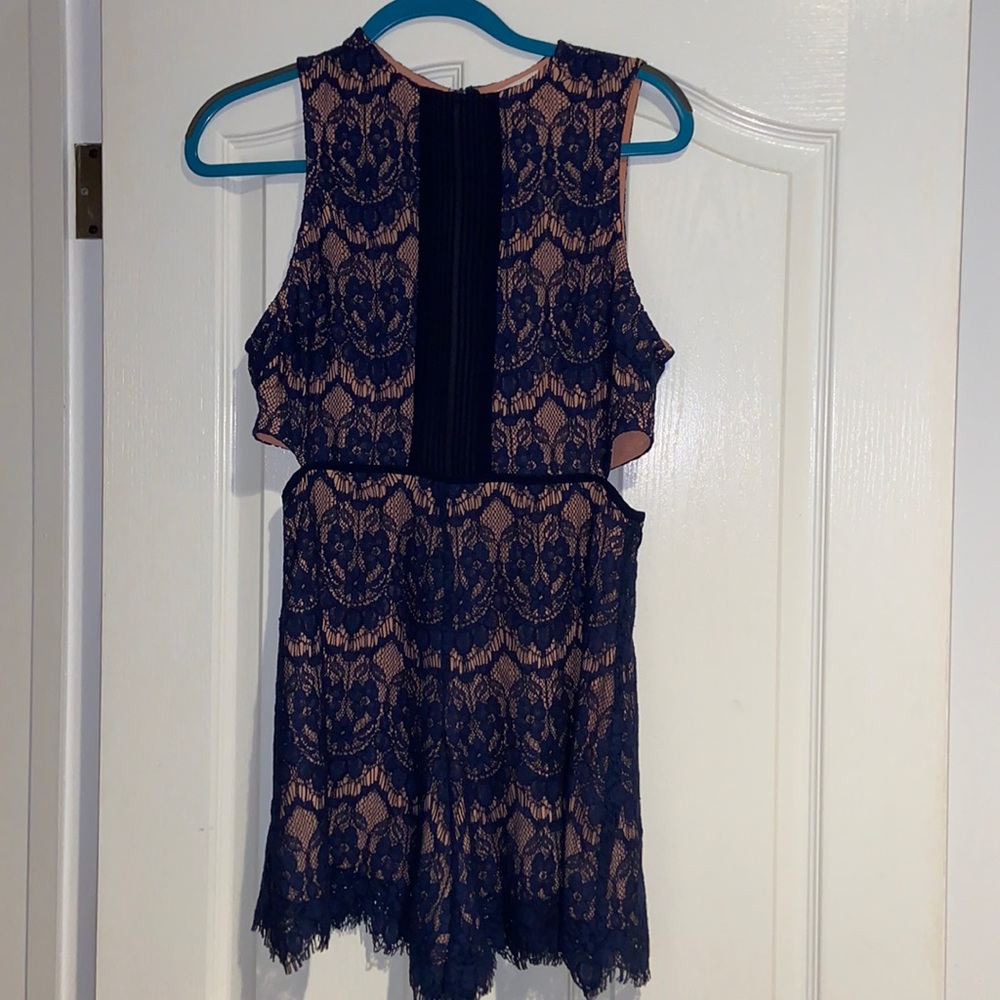 Navy lace romper with cut out